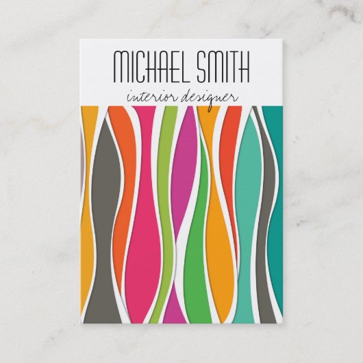 Farbige Wellen Räume Designer Visitenkarte (Vorderseite)