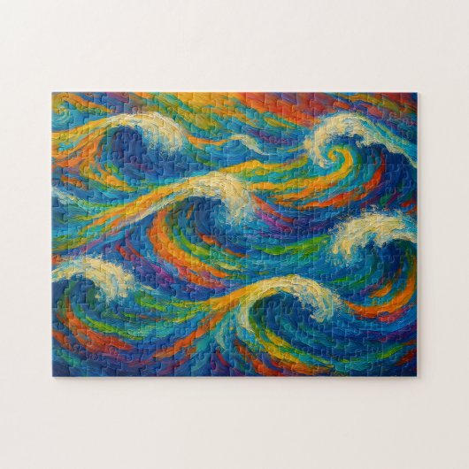 Farbige Wellen Texturmalerei Puzzle (Horizontal)