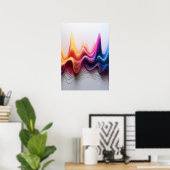 Farbige wellige Gradientenlinien abstrakte Kunst Poster (Heimbüro)