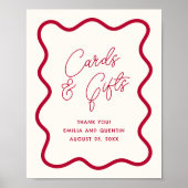 Farbige wellige Retro-Hochzeitskarten & Geschenke- Poster (Vorne)