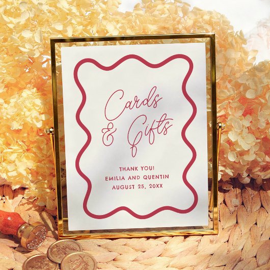 Farbige wellige Retro-Hochzeitskarten & Geschenke- Poster