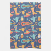 Farbige Western-Images auf blau Geschirrtuch (Vertikal)