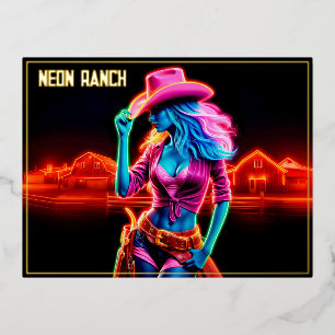 Farbige Western mit rosa Cowboy-Hutkunst Folien Feiertagspostkarte