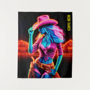 Farbige Western mit rosa Cowboy-Hutkunst Wandteppich