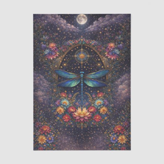 Farbige Whimsical Boho Libelle Decoupage Seidenpapier (Vorderseite)