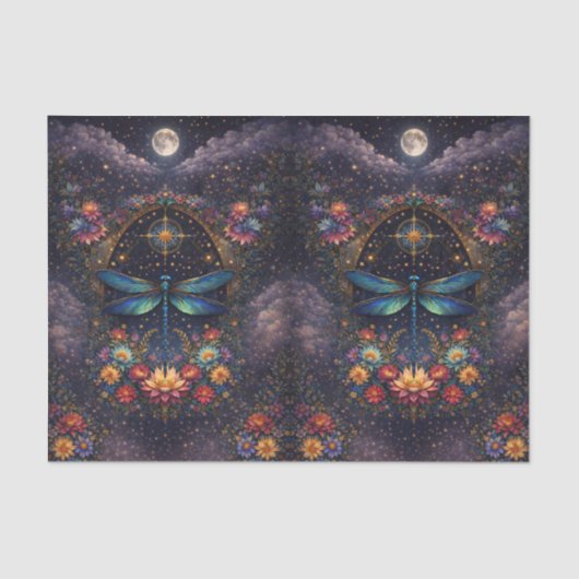 Farbige Whimsical Boho Libellen-Decoupage Seidenpapier (Vorderseite)