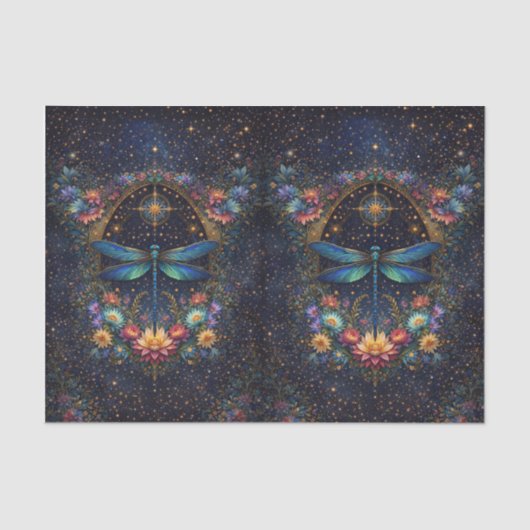 Farbige Whimsical Boho Libellen Decoupage Seidenpapier (Vorderseite)