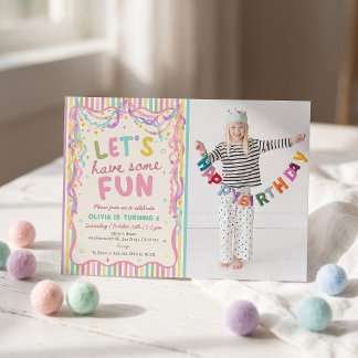 Farbige Whimsical Fun Mädchen Geburtstagseinladung Einladung