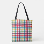 Farbige Whimsical-Kariert-Wasserfarben-Muster  Tasche (Rückseite)