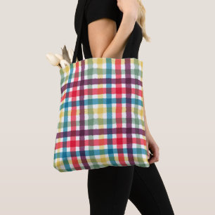 Farbige Whimsical-Kariert-Wasserfarben-Muster Tasche