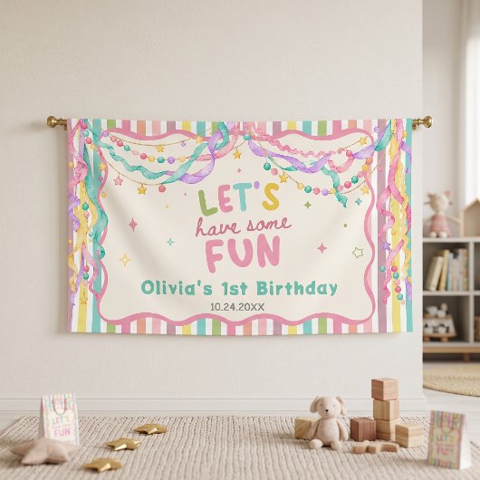 Farbige Whimsical Mädchen Geburtstag Banner