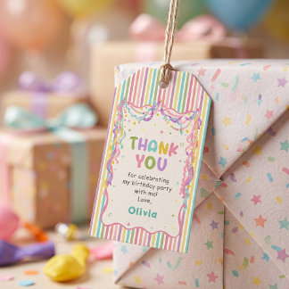 Farbige Whimsical Mädchen Geburtstag Geschenkanhänger