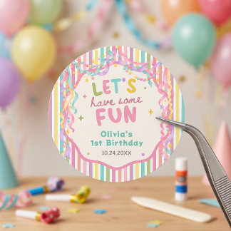 Farbige Whimsical Mädchen-Geburtstag Runder Aufkleber