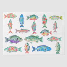 Farbige Whimsical Watercolor Florale Fische