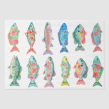 Farbige Whimsical Watercolor Florale Fische
