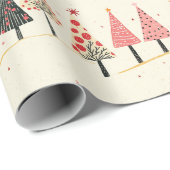 Farbige Whimsical-Weihnachtsbaum-Muster Geschenkpapier (Rolleneckpunkt)