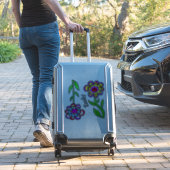 Farbige Whimsikäre Blume und Name-Aufkleber Aufkleber (Koffer Insitu)