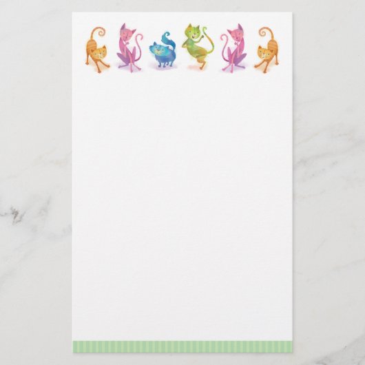 Farbige Whimsikkatzen Briefpapier (Vorderseite)