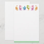Farbige Whimsikkatzen Briefpapier (Vorne/Hinten)