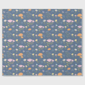 Farbige Wiese auf Blau Geschenkpapier (Flach)