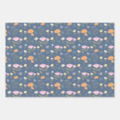Farbige Wiese auf Blau Geschenkpapier Set (Vorderseite 3)