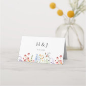 Farbige Wiesen-Wildblumen-Hochzeit Platzkarte (Rückseite)