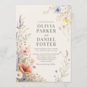 Farbige Wiesen-Wildblumen-QR-Code-Boho-Hochzeit Einladung (Vorderseite)