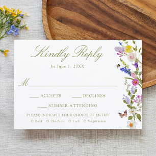 Farbige Wiesenhochzeit RSVP Karte