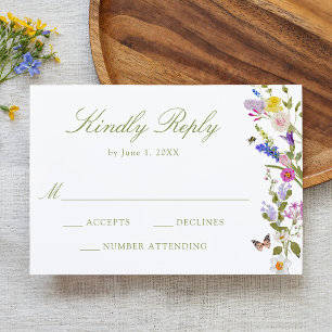 Farbige Wiesenhochzeit RSVP Karte