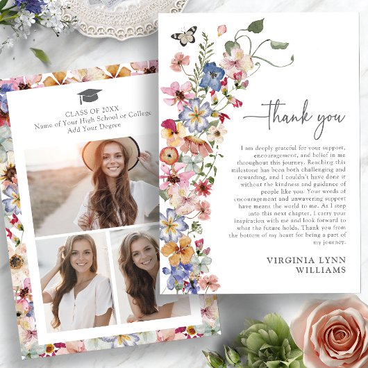Farbige Wildblume Abschluss Dankeskarte