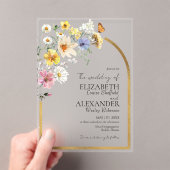 Farbige Wildblume Arch Gold Rahmen | Boho Wedding Acryleinladungen (Insitu (Handheld))
