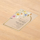 Farbige Wildblume Arch Gold Rahmen | Boho Wedding Acryleinladungen (Ablage )