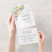 Farbige Wildblume Arch Gold Rahmen | Boho Wedding All In One Einladung (Abreißen)