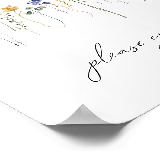 Farbige Wildblume Baby Duschtränke Unterschrift Poster (Ecke)