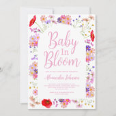 Farbige Wildblume Baby in Blüte Girl Baby Dusche Einladung (Vorderseite)