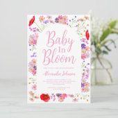 Farbige Wildblume Baby in Blüte Girl Baby Dusche Einladung (Stehend Vorderseite)