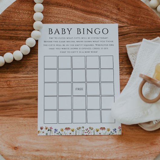 Farbige Wildblume Baby Shower Baby Bingo Card Einladung