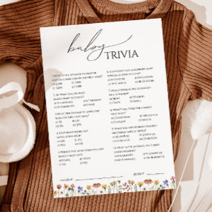 Farbige Wildblume Baby Shower Baby Trivia Card Einladung