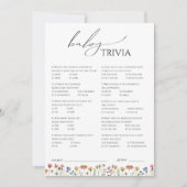 Farbige Wildblume Baby Shower Baby Trivia Card Einladung (Vorderseite)