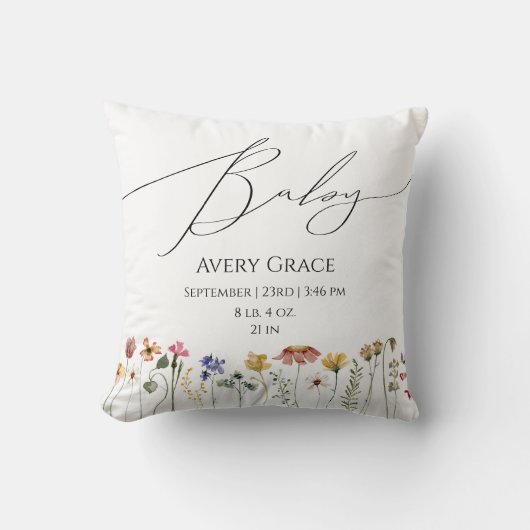 Farbige Wildblume Babydetails Kissen (Vorderseite)