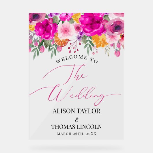 Farbige Wildblume Begrüßungszeichen Acryl Acrylschild (Vorderseite)