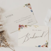 Farbige Wildblume Beige Bridesmaid Vorschlag Card Einladung