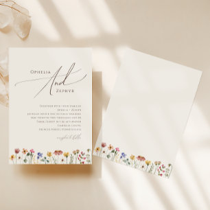 Farbige Wildblume   Beige Hochzeitseinladung Einladung