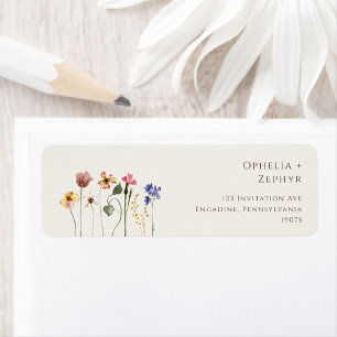 Farbige Wildblume Beige Rücksende-Adressetikett