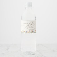 Farbige Wildblume | Beige Wasserflaschen-Etikett