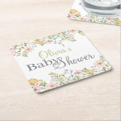 Farbige Wildblume Bloral Baby Dusche Rechteckiger Pappuntersetzer (angewinkelt)