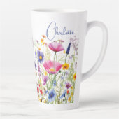 Farbige Wildblume Blumenbezeichnungen Personalisie Milchtasse (Rechts)