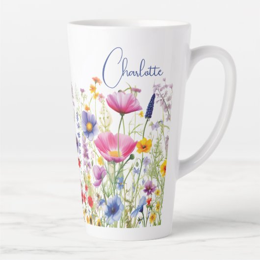 Farbige Wildblume Blumenbezeichnungen Personalisie Milchtasse (Rechts)