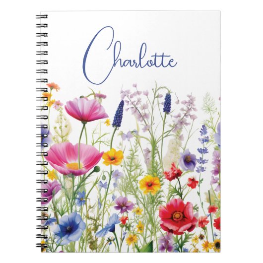 Farbige Wildblume Blumenbezeichnungen Personalisie Notizblock (Vorderseite)