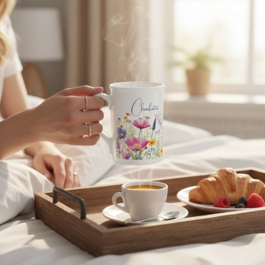 Farbige Wildblume Blumenbezeichnungen Personalisie Porzellantasse